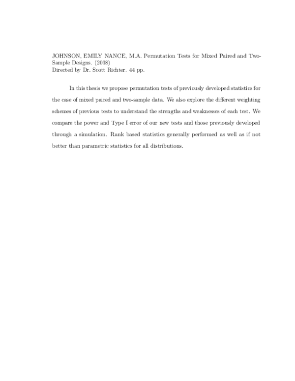 (PDF) Permutation tests for mixed paired and two-sample designs