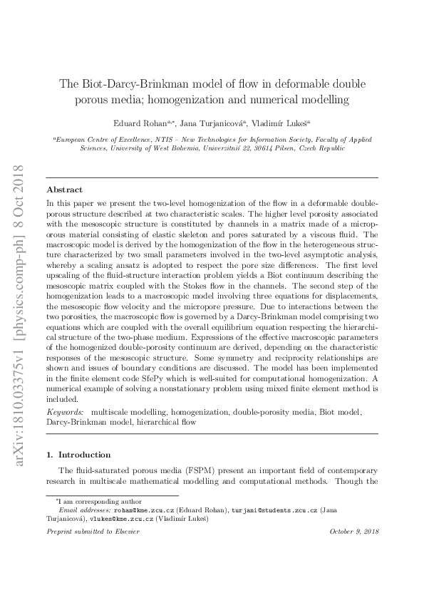 (PDF) The Biot–Darcy–Brinkman model of flow in deformable double porous ...