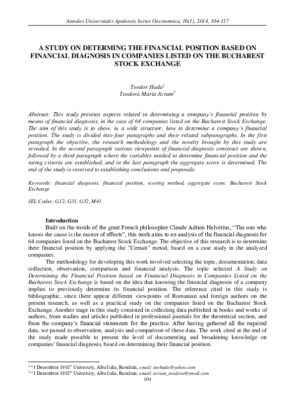 (PDF) A Study On Determing The Financial Position Based Onfinancial ...