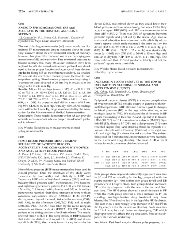 (PDF) Aneroid sphygmomanometers are accurate in the hospital and clinic
