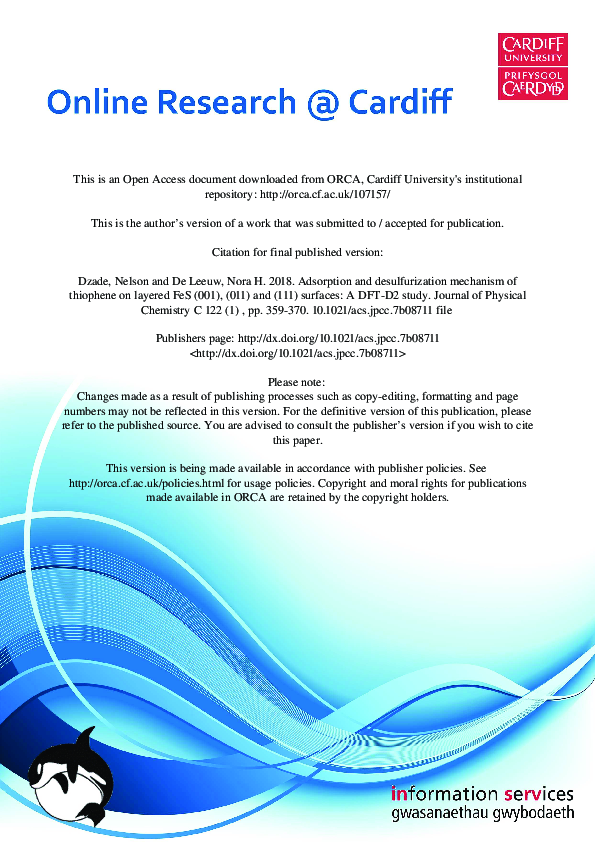 (PDF) Adsorption and Desulfurization Mechanism of Thiophene on Layered ...
