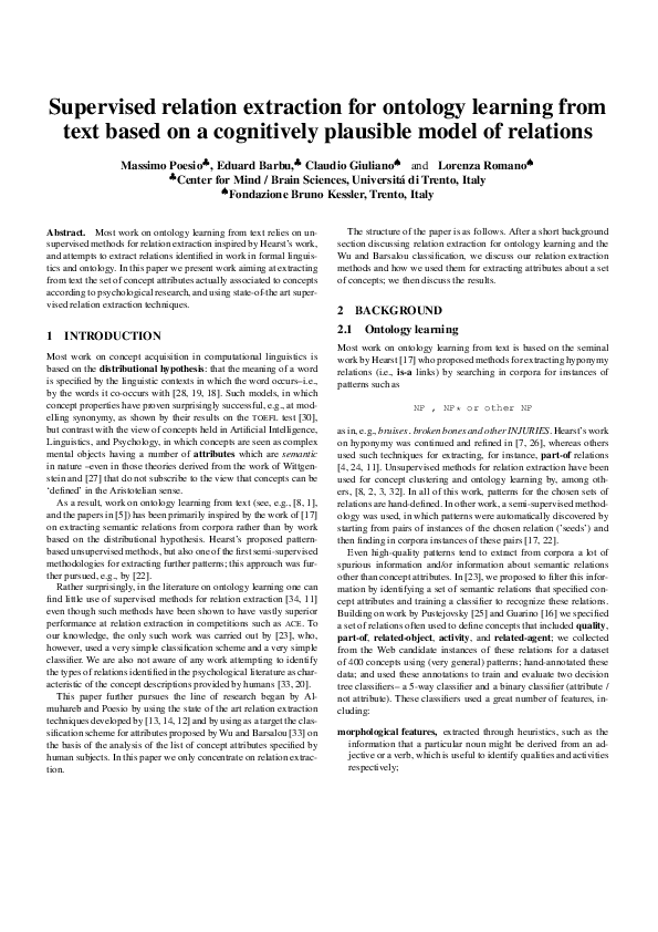 (PDF) Supervised relation extraction for ontology learning from text ...