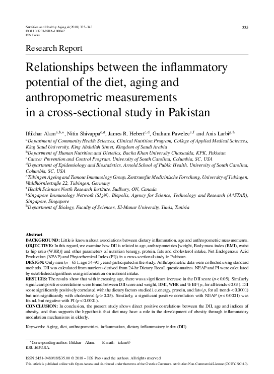 (PDF) Relationships between the inflammatory potential of the diet ...