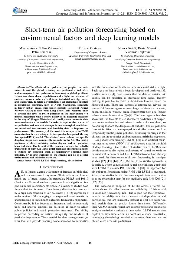 (PDF) Short-term air pollution forecasting based on environmental ...