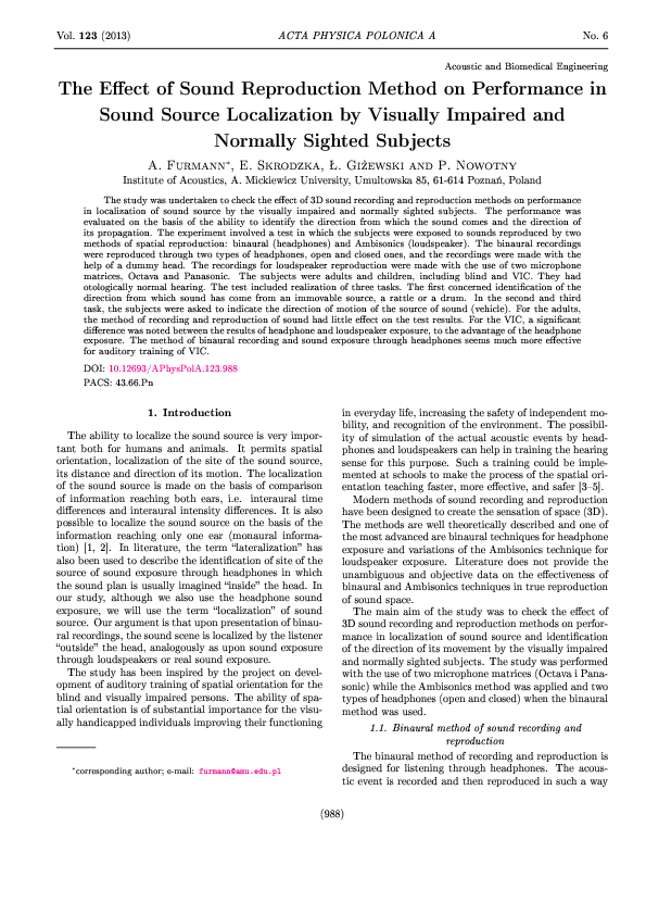 (PDF) The Effect of Sound Reproduction Method on Performance in Sound ...