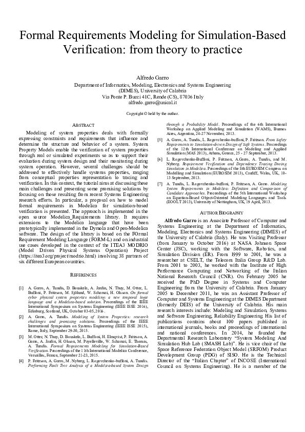 (PDF) Formal Requirements Modeling for Simulation-Based Verification ...