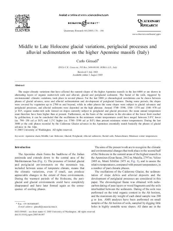 (PDF) Middle to Late Holocene glacial variations, periglacial processes ...