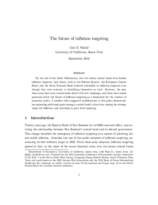 (PDF) 2 Inflation targeting as a policy framework