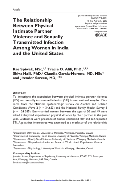 (PDF) The Relationship Between Physical Intimate Partner Violence and ...