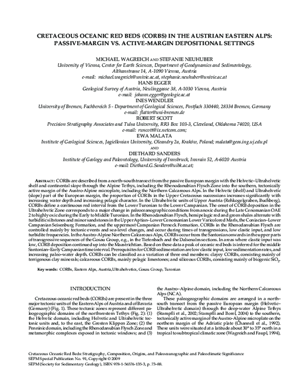  PDF Cretaceous Oceanic Red Beds CORBS In The Austrian Eastern Alps Passive margine Vs 