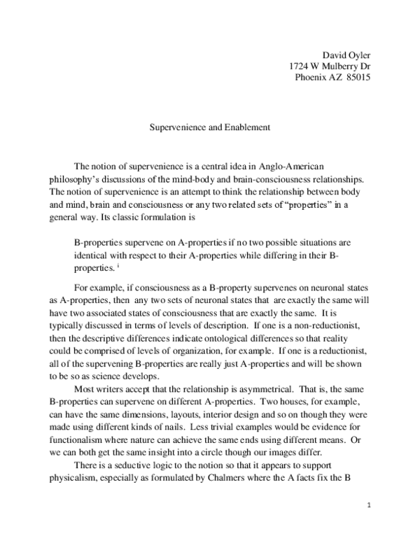 (PDF) The notion of supervenience is a central idea in Anglo-American ...