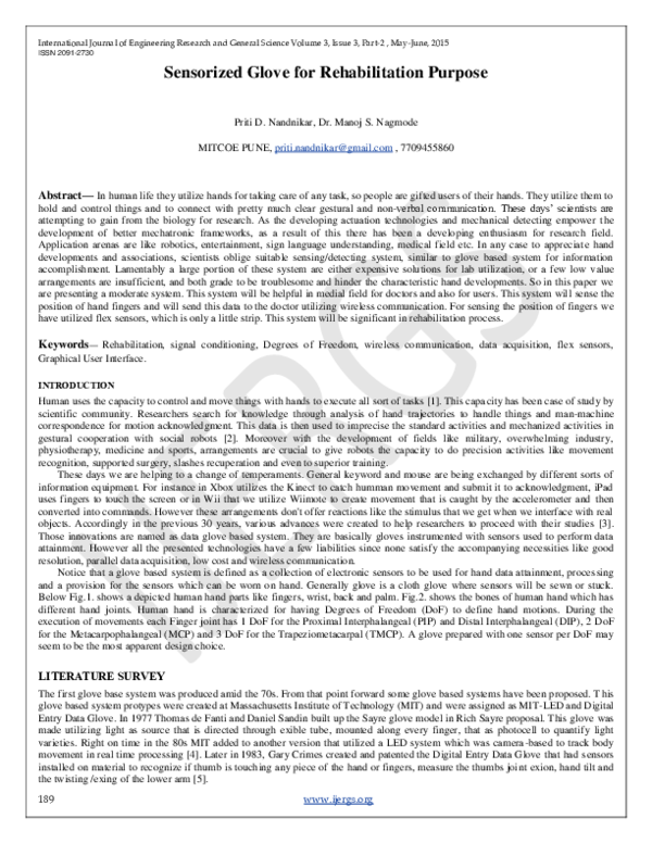 (PDF) Sensorized Glove for Rehabilitation Purpose