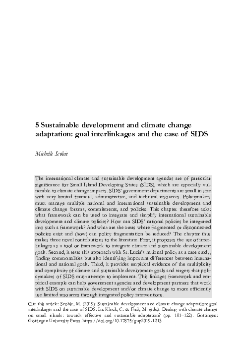 (PDF) Sustainable development and climate change adaptation: goal ...