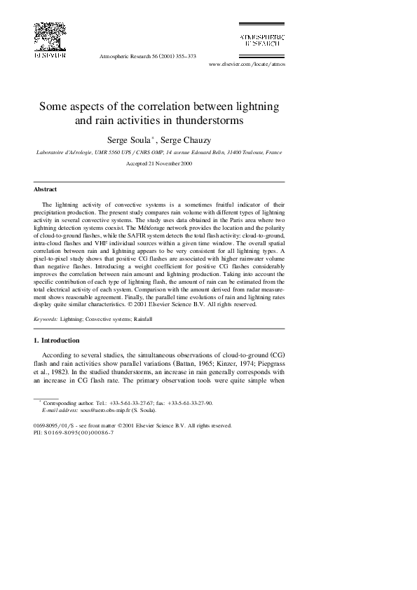 (PDF) Some aspects of the correlation between lightning and rain ...