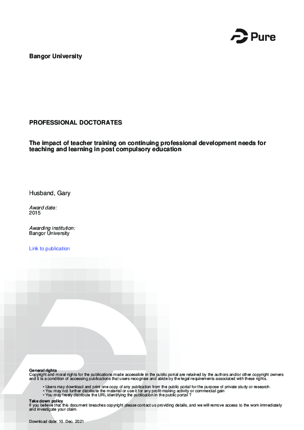 (PDF) The impact of teacher training on continuing professional ...
