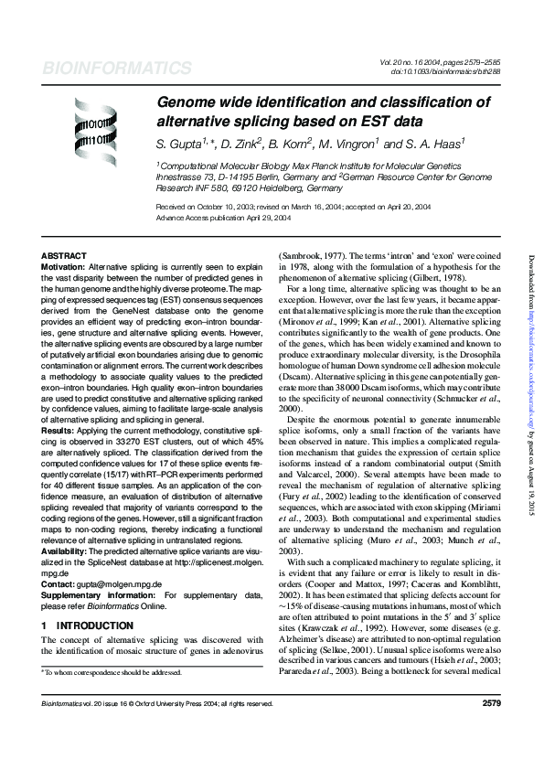 (PDF) Genome wide identification and classification of alternative ...