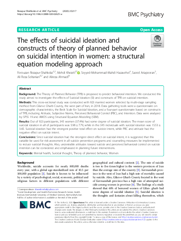 (PDF) The effects of suicidal ideation and constructs of theory of ...