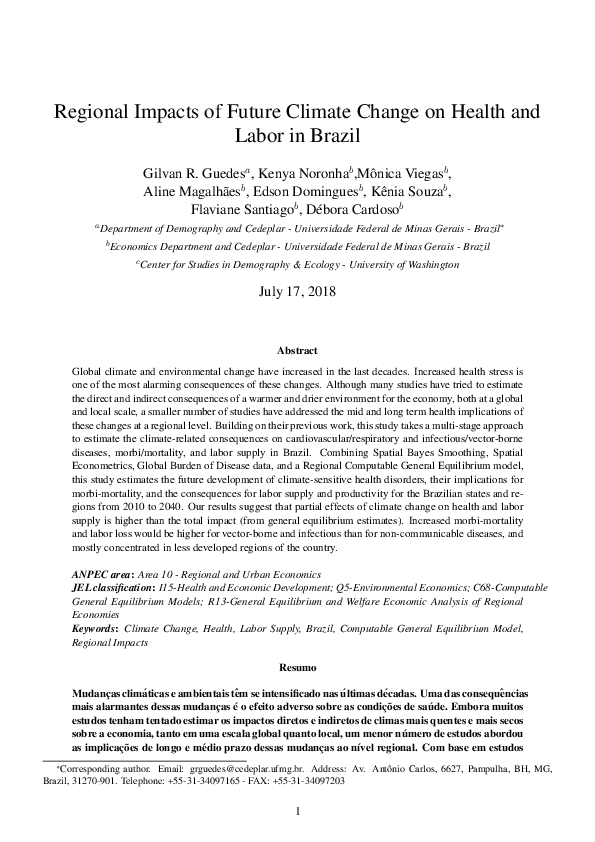 (PDF) Regional Impacts of Future Climate Change on Health and Labor in ...