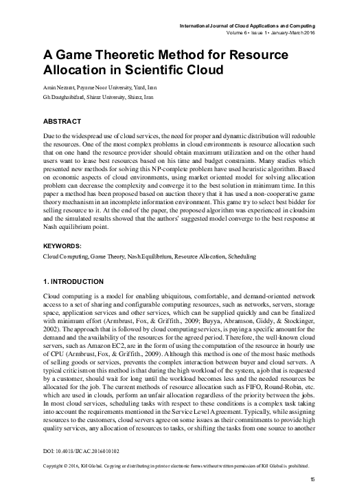 (PDF) A Game-theoretic Method for Resource Allocation in Cloud ...