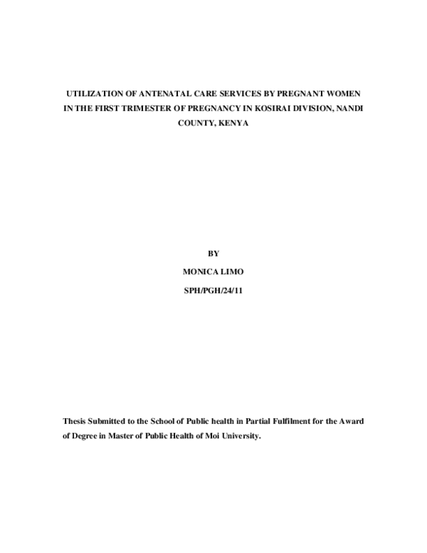(PDF) Utilization of Antenatal Care Services by Pregnant Women in the ...