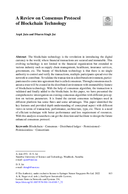 (PDF) A Review on Consensus Protocol of Blockchain Technology