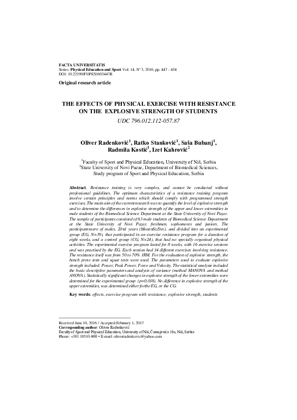 (PDF) The Effects of Physical Exercise with Resistance on the Explosive ...