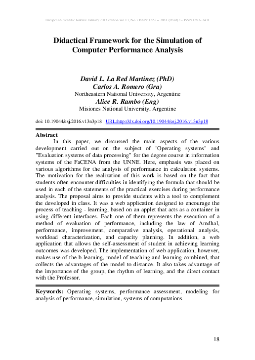 (PDF) Didactical Framework for the Simulation of Computer Performance ...