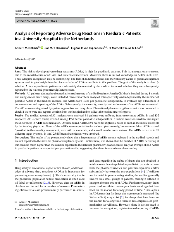 (PDF) Analysis of Reporting Adverse Drug Reactions in Paediatric ...