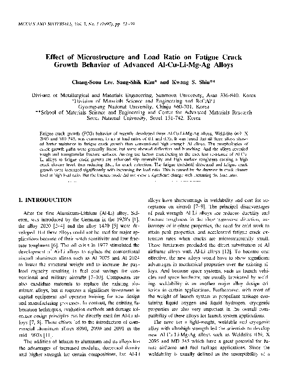 (PDF) Effect of microstructure and load ratio on fatigue crack growth ...