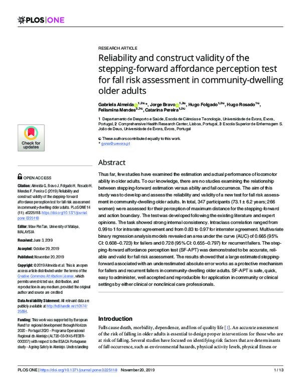 (PDF) Reliability and construct validity of the stepping-forward ...