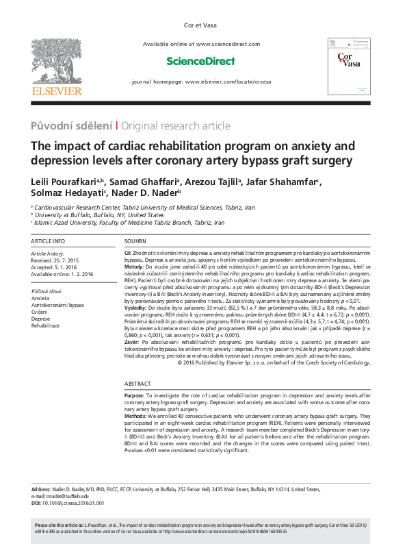 (PDF) The impact of cardiac rehabilitation program on anxiety and ...
