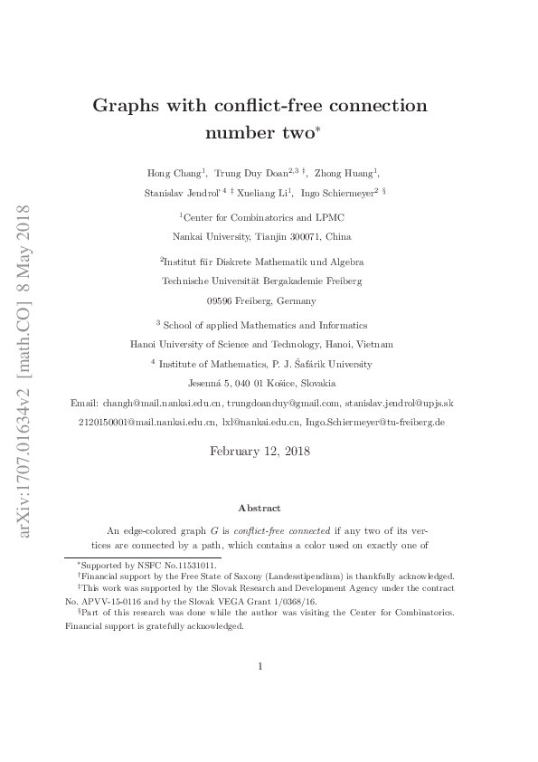 (PDF) Graphs with Conflict-Free Connection Number Two