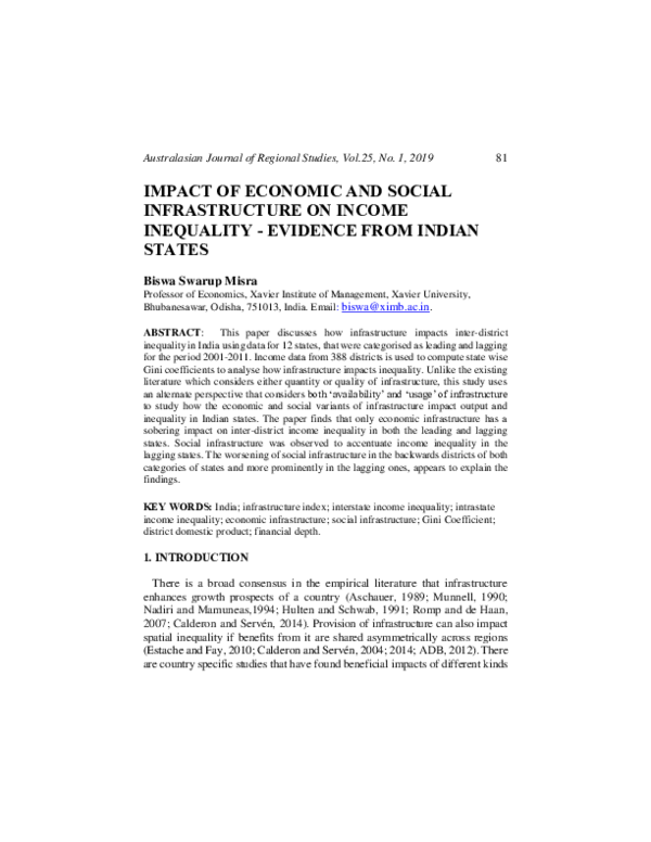 (PDF) Impact of Economic and Social Infrastructure on Income Inequality ...