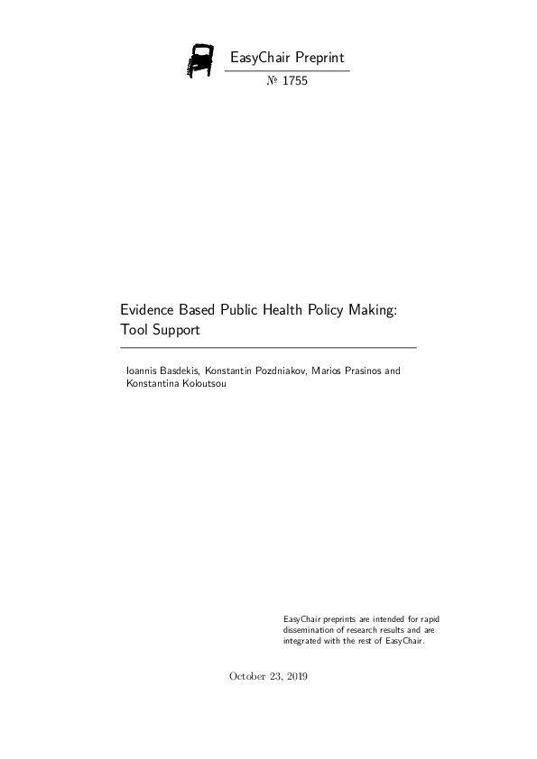 (PDF) Evidence Based Public Health Policy Making: Tool Support