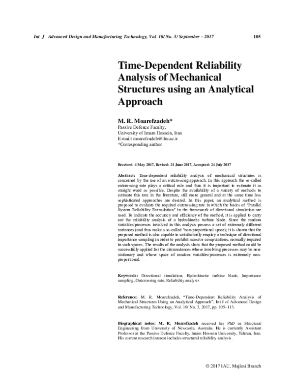 (PDF) Time-Dependent Reliability Analysis of Mechanical Structures ...