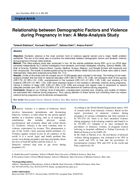 (PDF) Relationship between Demographic Factors and Violence during ...
