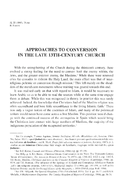Approaches to Conversion in the Late 13th-Century Church