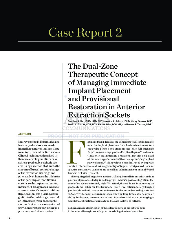 (PDF) The dualzone therapeutic concept of managing immediate implant