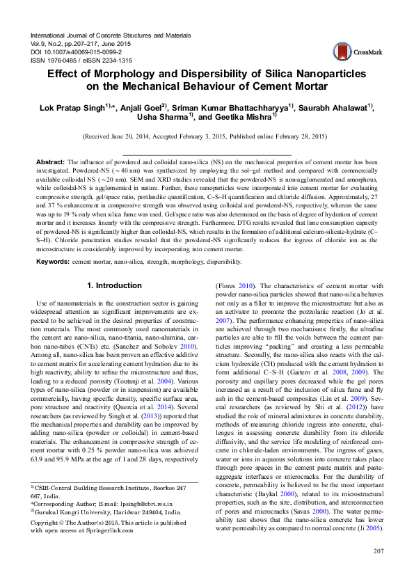 (PDF) Effect of Morphology and Dispersibility of Silica Nanoparticles ...