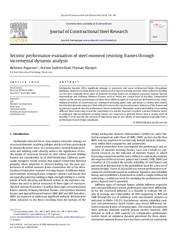 (PDF) Seismic performance evaluation of steel moment resisting frames ...