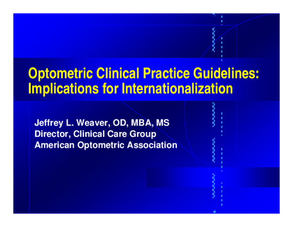 (PDF) Optometric Clinical Practice Guidelines: Implications for ...
