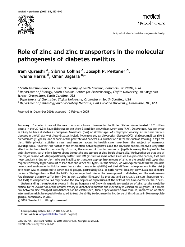 (PDF) Role of zinc and zinc transporters in the molecular pathogenesis ...