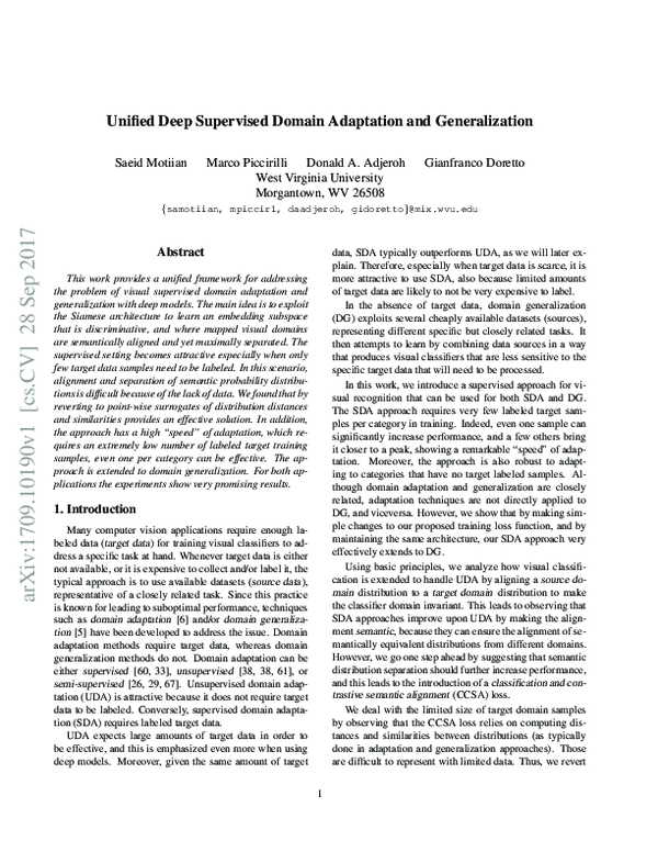 (PDF) Unified Deep Supervised Domain Adaptation and Generalization