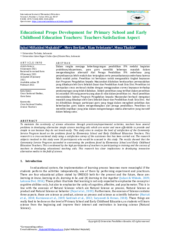 (PDF) Educational Props Development for Primary School and Early ...