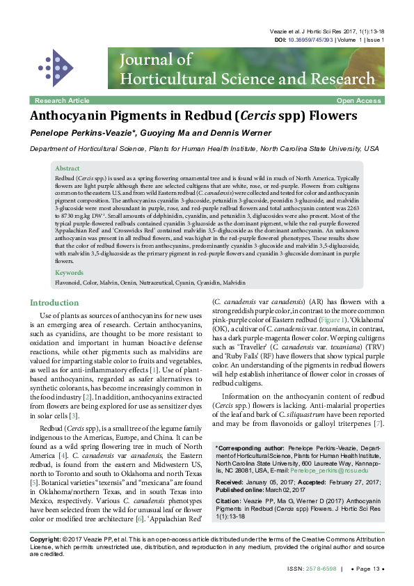 (PDF) Anthocyanin Pigments in Redbud (Cercis spp) Flowers