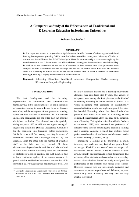 (PDF) A Comparative Study of the Effectiveness of Traditional and E ...