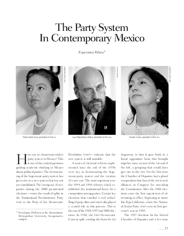 (PDF) The party system in contemporary Mexico