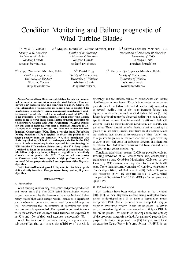 (PDF) Condition Monitoring and Failure prognostic of Wind Turbine Blades
