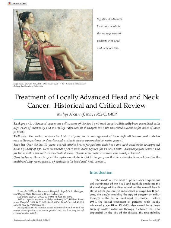(PDF) Treatment of locally advanced head and neck cancer: historical ...