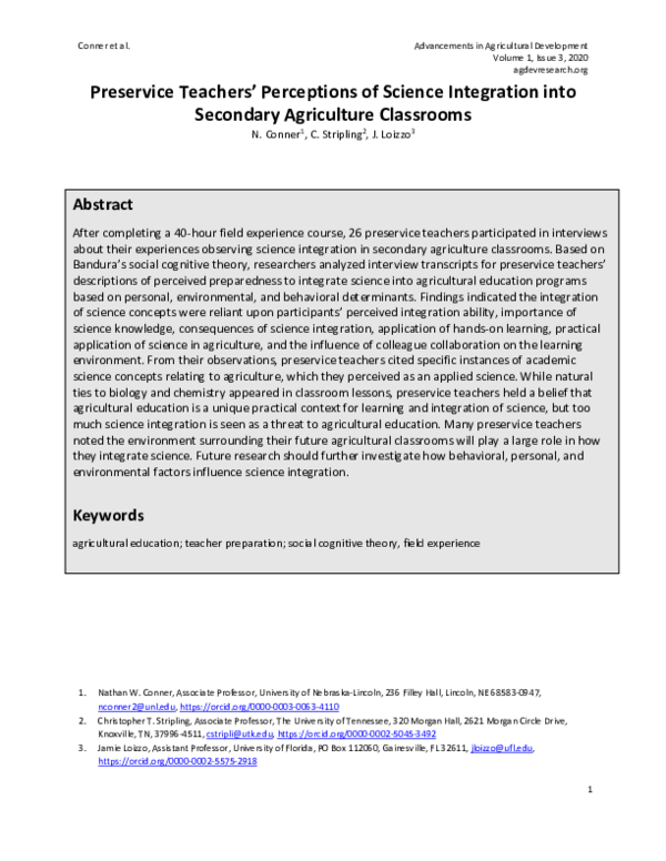 (PDF) Preservice teachers’ perceptions of science integration into ...